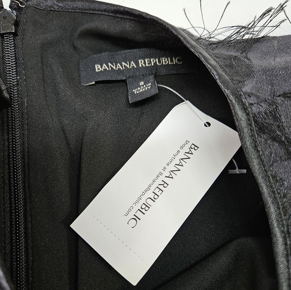 NEW Banana Republic Fringe Dot Shift Black Short Sleeve Dress Size 8 - Picture 3 of 7